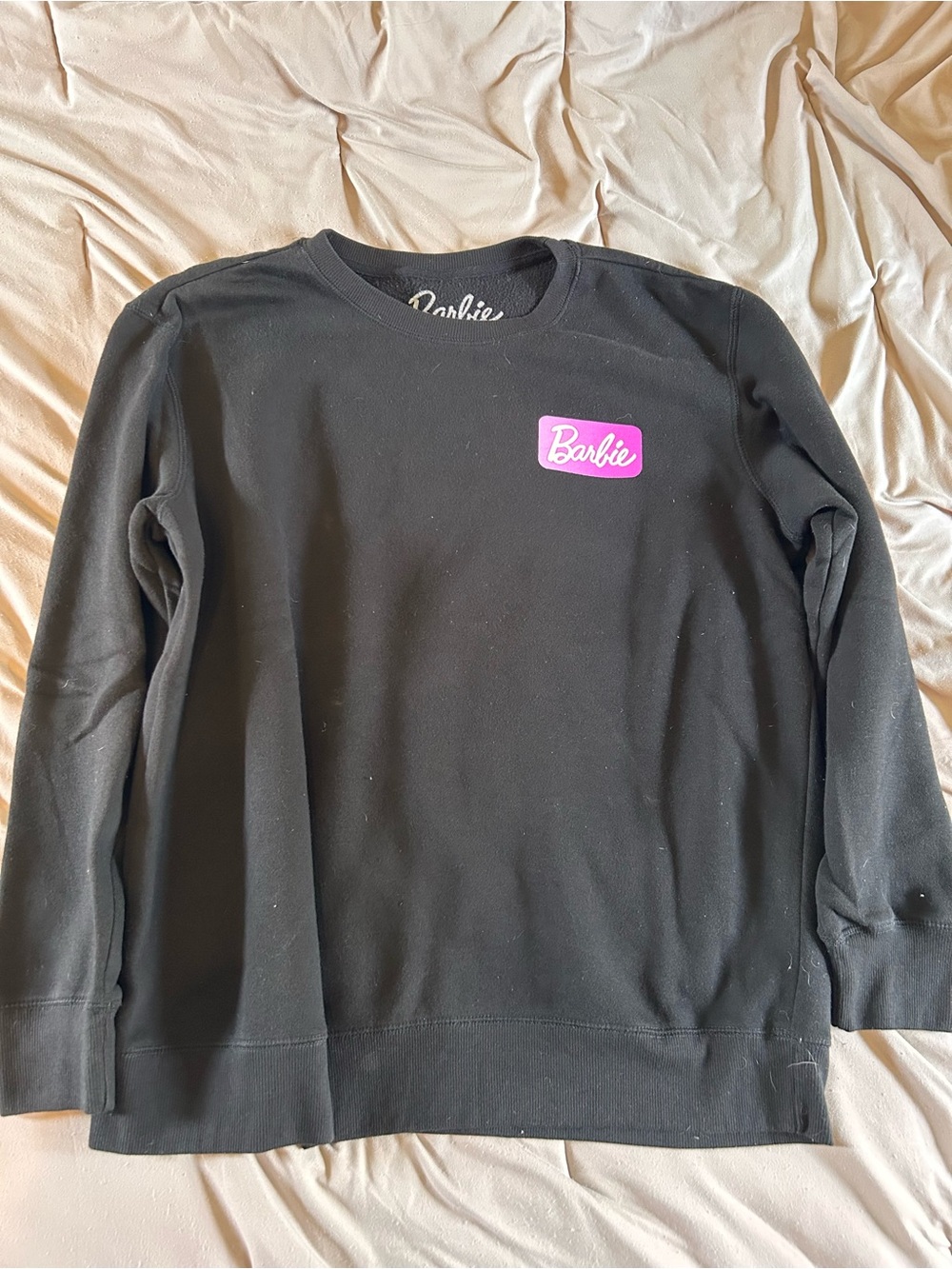 Barbie Black Sweatshirt with Pink Script Patch